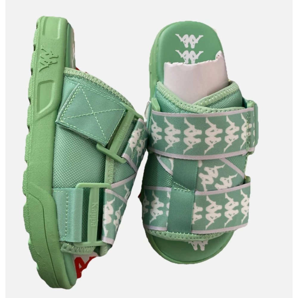 Kappa Slides Green LT White Grey LT Size 5